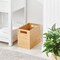 mDesign Small Rectangular Trash Can Wastebasket - Natural Bamboo Wood